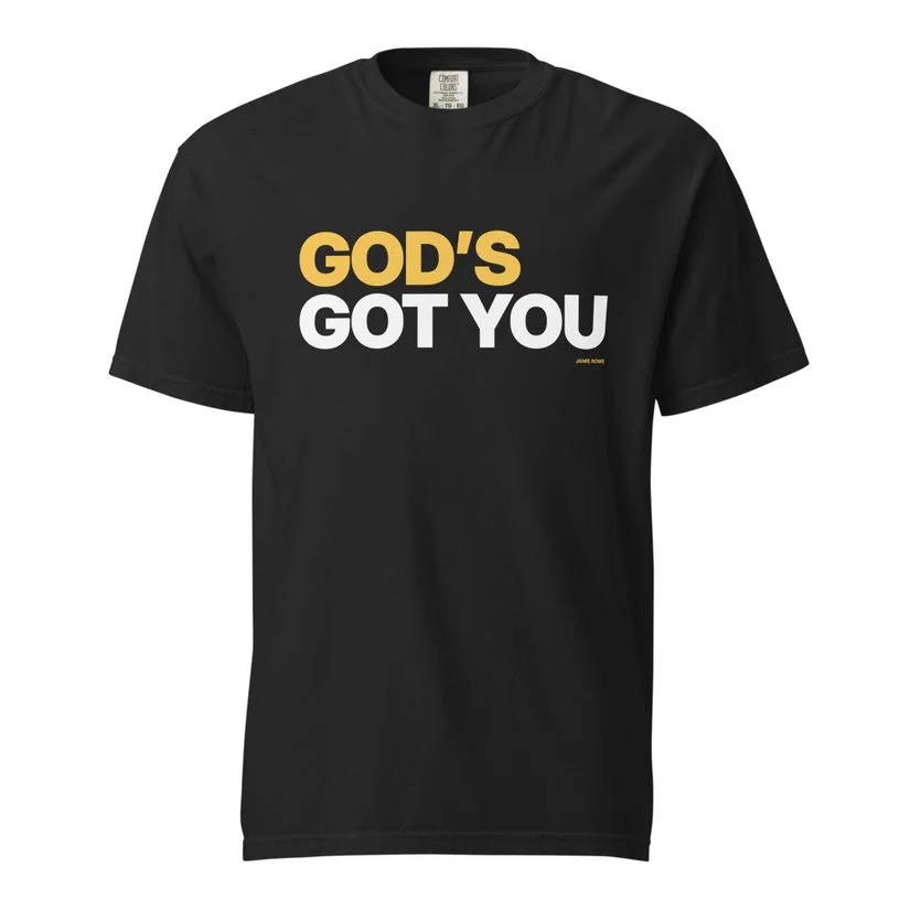 God's Got You garment-dyed tee in black